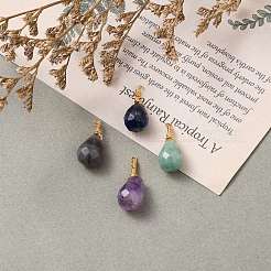 Wire Wrapped Faceted Natural Green Aventurine & Amethyst & Lapis Lazuli & Labradorite Pendants&nbsp;PALLOY-JF00542