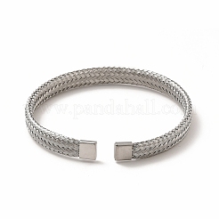 Non-Tarnish 304 Stainless Steel Mesh Chains Shape Open Cuff Bangle for Women&nbsp;BJEW-C033-01P