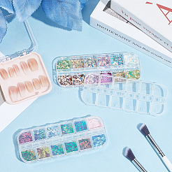 2 Bags 2 Colors 12 Grid Nail Art PET & ABS Sequins/Paillette&nbsp;MRMJ-SP0001-32