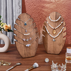Wood Necklaces Organizer Display Holder&nbsp;NDIS-WH0017-12A