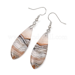 Natural Amethyst Lace Agate & Brass Dangle Earrings&nbsp;GG-EJEW-JE07256