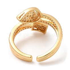 Rack Plating Brass Teardrop & Square Cuff Rings&nbsp;RJEW-D008-14G