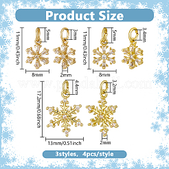 12Pcs 3 Styles Brass Micro Pave Clear Cubic Zirconia Pendants&nbsp;KK-ME0004-65