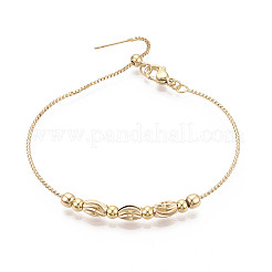Adjustable Brass Beaded Slider Bracelets for Women&nbsp;BJEW-T022-23G