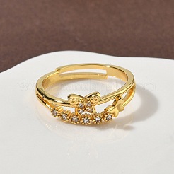 Brass Micro Pave Cubic Zirconia Finger Rings&nbsp;RJEW-H258-13G
