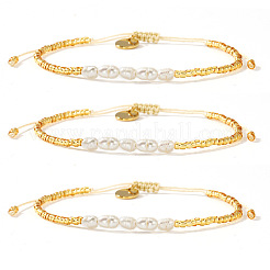 3Pcs Glass Seed Round Beaded Braided Bead Bracelets for Women&nbsp;UE2399-1
