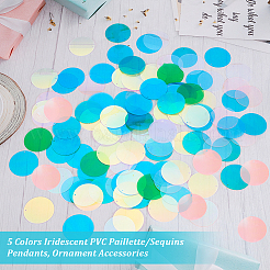 600Pcs 5 Colors Iridescent PVC Paillette/Sequins Pendants&nbsp;KY-OC0001-33B