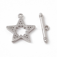 Brass Micro Pave Clear Cubic Zirconia Toggle Clasps&nbsp;KK-K271-05P