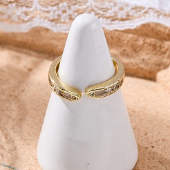 Brass Micro Pave Cubic Zirconia Open Cuff Rings for Women&nbsp;RJEW-G341-03G-02
