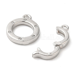Brass Micro Pave Clear Cubic Zirconia Fold Over Clasps&nbsp;KK-G505-12P
