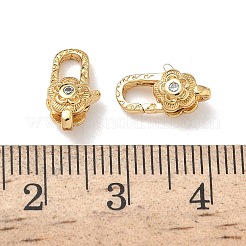 Flower Brass Micro Pave Cubic Zirconia Lobster Claw Clasps&nbsp;KK-Z136-22G-04