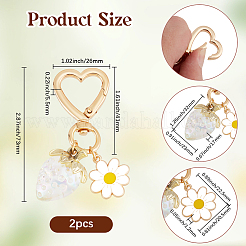 2Pcs Flower Alloy Enamel with Acrylic Strawberry Keychain&nbsp;KEYC-BBC0001-06B
