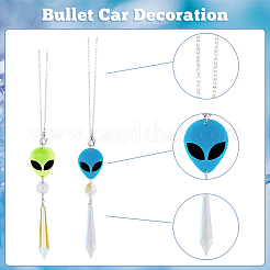 Electroplate Glass Bullet Pendant Decorations&nbsp;HJEW-PH01827