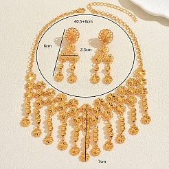 Alloy Hollow Flower Tassels Stud Dangle Earrings & Necklaces Sets for Women&nbsp;IF2968