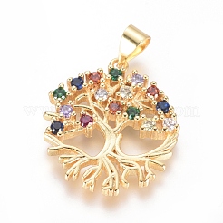 Brass Micro Pave Cubic Zirconia Pendants&nbsp;KK-I657-25G