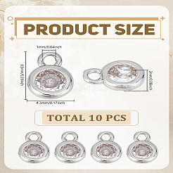 10Pcs Brass Micro Pave Grade AAA Cubic Zirconia Charms&nbsp;ZIRC-LP0001-31P