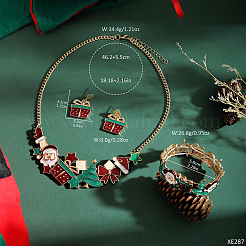 Christmas Tree Santa Claus Gift Box Alloy Enamel Pendant Necklaces & Dangle Earrings & Bangles Sets&nbsp;WG4C6FF-04