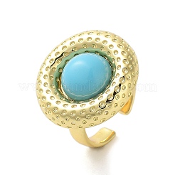 Resin Flat Round Open Cuff Ring&nbsp;RJEW-A035-02G