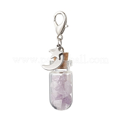 Chakra Natural & Synthetic Gemstone Chips inside Glass Wishing Bottle Pendant Decoration&nbsp;HJEW-JM03309