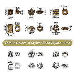 360Pcs 12 Styles Tibetan Style Alloy Beads&nbsp;FIND-NB0005-08