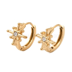 Star 304 Stainless Steel Rhinestone Hoop Earrings&nbsp;EJEW-P344-07G