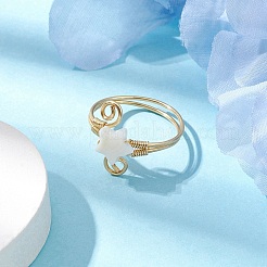 Natural Shell Cuff Ring&nbsp;RJEW-JR00645-01