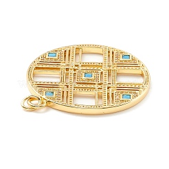 Rack Plating Brass Micro Pave Clear & Cyan Cubic Zirconia Pendants&nbsp;X-KK-D073-14G