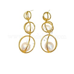 Alloy & Imitation Pearl Stud Dangle Earrings&nbsp;WG7B6BF-01
