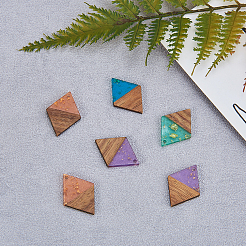 Transparent Resin & Walnut Wood Pendants&nbsp;RESI-CJ0001-72