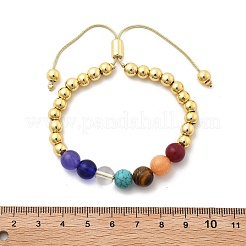 Long-Lasting Plated Brass Beads Slider Bracelets for Women&nbsp;BJEW-K268-02G