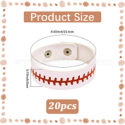 CutHollow 20Pcs Leather Wide Cord Bracelet with Snap Button for Men Women&nbsp;GUQI-CL0001-01B