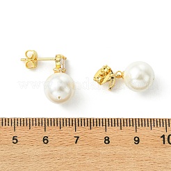 Brass Micro Pave Cubic Zirconia Stud Dangle Earrings for Women&nbsp;EJEW-JE07280-01