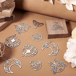 10Pcs 5 Style 201 Stainless Steel Pendants&nbsp;STAS-PJ0001-47
