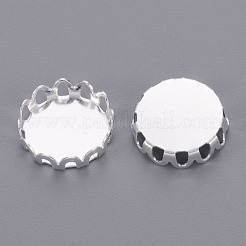 Silver Color Plated Oval Brass Bezel Cabochon Settings&nbsp;X-KK-C2896A-S