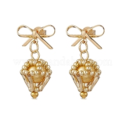 Brass Diamond Dangle Stud Earrings&nbsp;EJEW-MZ00465-01