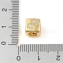 Brass Micro Pave Clear Cubic Zirconia European Beads&nbsp;LS-KK-K368-01G-10