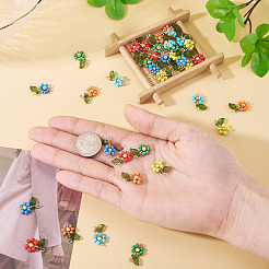 36Pcs 6 Style Glass Seed & Acrylic Connector Charms&nbsp;PALLOY-TA00220