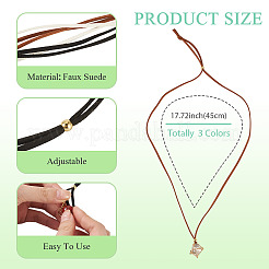 3Pcs Faux Suede Macrame Pouch  Pendant Necklaces&nbsp;NJEW-TAC0052-01