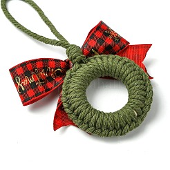 3Pcs 3 Colors Handmade Cotton Christmas Wreath Pendant Decoration&nbsp;HJEW-JM02702