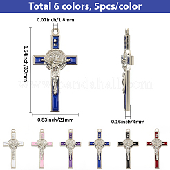30Pcs 6 Colors Alloy Enamel Pendants&nbsp;ENAM-SC0007-26
