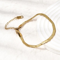 304 Stainless Steel Snake Chains Bracelets for Women&nbsp;BJEW-P395-02G-03