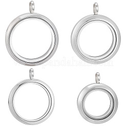 4Pcs 4 Styles Stainless Steel Locket Pendants&nbsp;STAS-BBC0010-32