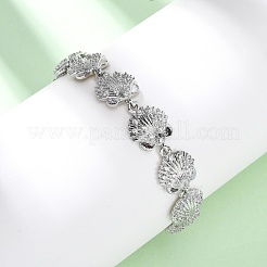 Brass Micro Pave Clear Cubic Zirconia Link Bracelets for Women&nbsp;BJEW-H209-09A-P