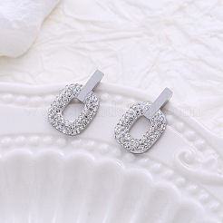 Stainless Steel Oval Dangle Stud Earrings&nbsp;UD6518-1