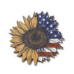 American Flag Theme Single Face Printed Aspen Wood Big Pendants&nbsp;WOOD-G014-15