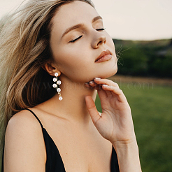 1 Pair ABS Plastic Imitation Pearl Beaded Leafy Branch Dangle Stud Earrings&nbsp;EJEW-AN0001-51