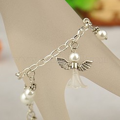 Lovely Wedding Dress Angel Charm Bracelets&nbsp;BJEW-JB00702-13