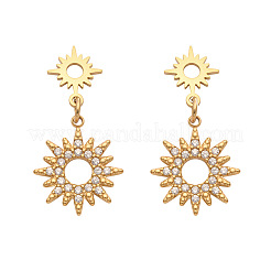 316 Surgical Stainless Steel & Clear Cubic Zirconia Stud Dangle Earrings&nbsp;WGD0B08-01