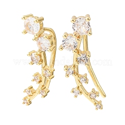 Brass Pave Cubic Zirconia Stud Crawler Earrings&nbsp;KK-CBAA351-05G