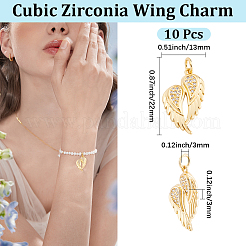 10Pcs Brass Micro Pave Cubic Zirconia Pendants&nbsp;ZIRC-BBC0003-79G